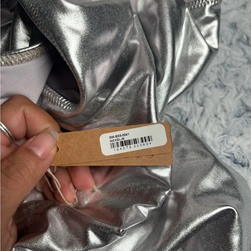 SKIMS Metallic Silver Bodysuit Nickle nwt